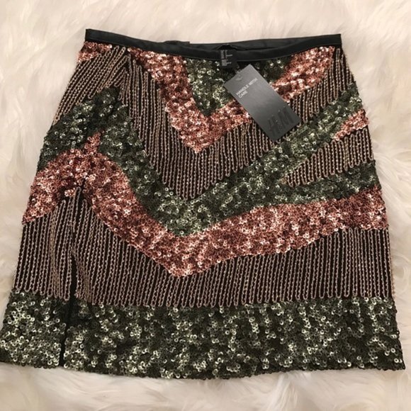 NWT H&M Multicolor Sequin Mini Skirt, Sz 10/M ~ Perfect for the Holidays!! - Picture 7 of 8